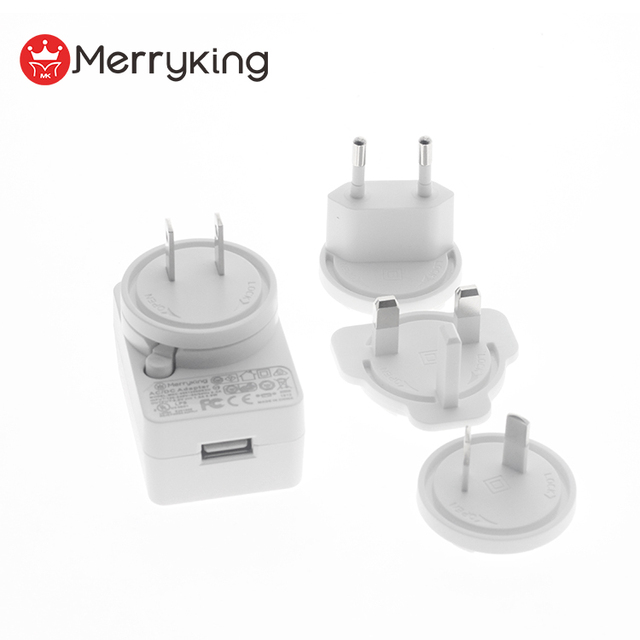 Interchangeable Usb Charger US EU AU UK Plugs 5V 1A 2A 3A Output with UL FCC CE UKCA RCM Certifications