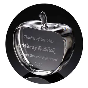 Clear K9 Crystal Glass Apple Paperweight For Teachers Awards Birthday Love Gifts