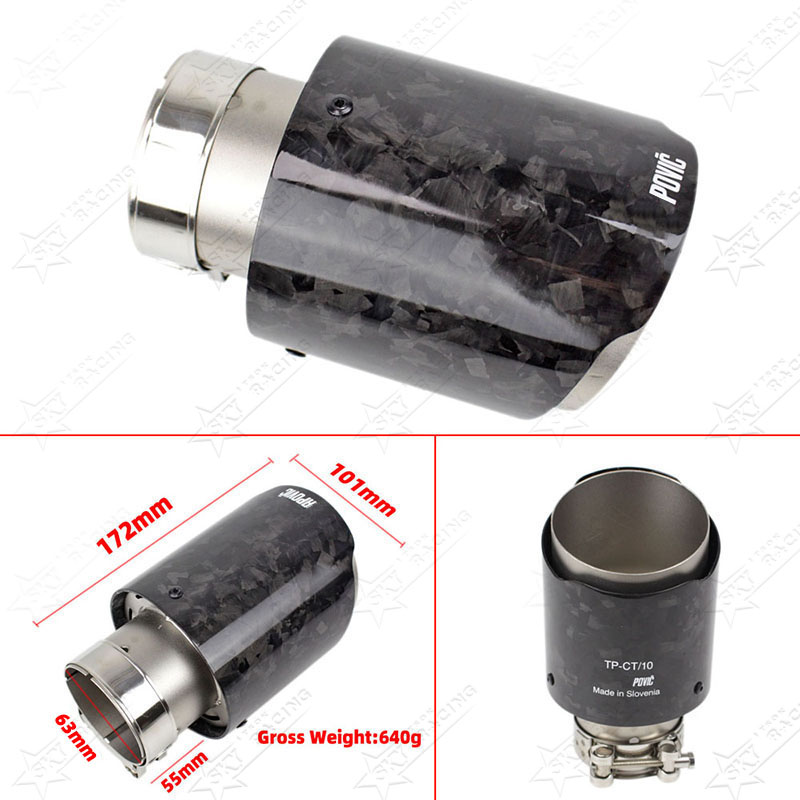 Krtopo 2.5 Inlaat 63Mm Dubbele Uitlaat Tip Carbon Auto Uitlaatpijp Achterste Tip 3.5 Outlet (Glanzend Blauw Geroosterd