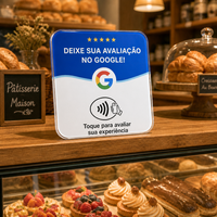 Carte de commentaires Google, version portugaise, autocollant NFC en acrylique, imperméable, logo personnalisé imprimé pour café, hôtel, restaurant