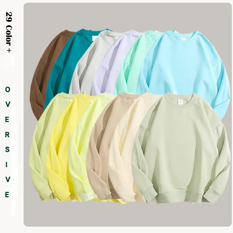 300gsm Phụ Nữ Người Đàn Ông Áo Thun Áo Len Hai Mặt Cotton Thân Thiện Với Môi Khỏe Mạnh Vải Crewneck Drop Vai Quá Khổ Mồ hôi