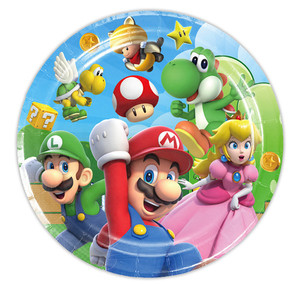 Juego de <span class=keywords><strong>Mario</strong></span> <span class=keywords><strong>Bros</strong></span> SUPER MARl * Fiesta de cumpleaños Vajilla Niños Feliz cumpleaños Banner Cake Toppers Globos Cuchara Tenedor Platos Tazas - Product Image 3