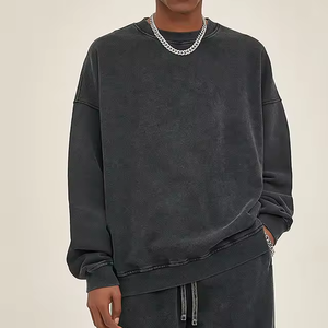 Weirui Custom Logo Heavyweight <b>Vintage</b> Streetwear Crewneck 100%cotton Acid Washed <b>Oversized</b> Unisex Mens Hoodies & <b>Sweatshirts</b> - Product Image 3