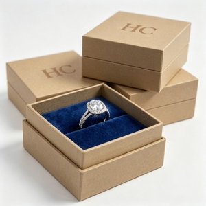 Wholesale Factory Price Ring Lid and Base <b>Box</b> Factory Bulk Supplier Custom Logo Cardboard Jewelry Case for Wedding Gift <b>Pack</b> - Product Image 3