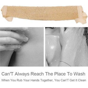 Brosse corporelle naturelle en loofah, serviette de bain douce avec bande de traction pour l'exfoliation des peaux mortes - Product Image 4