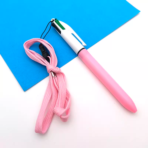 가능 P05 사용자 정의 1.0mm 플라스틱 볼펜 4 색 끈 사용자 정의 로고 학교/사무실 사용 4 색 잉크 - Product Image 4