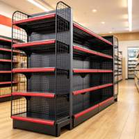 Uitgebreid metaalrek systeem voor supermarkten, op maat gemaakte dubbelzijdige schappen