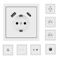 Prise électrique universelle standard européenne 240V, 1, 2 ou 3 prises, interrupteur mural à 2 voies avec lumière LED et port USB de type C