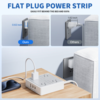 Stop Kontak Dinding Tembaga ABS 10A Grosir, 4 Stop Kontak AC, 2 Port Tipe-C, 1 USB-A Pengisian Cepat 17W, Komersial IP20 5m