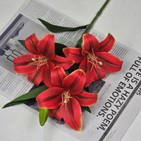 3 Bunga Lily Kecil Berembos Bahan Sutra Buatan Cetak 3D untuk Dekorasi Pernikahan, Latar Belakang, Hiasan Jalan, Dekorasi Jendela, dan Lanskap
