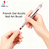 Fournitures professionnelles pour ongles 2026 : Pinceaux à ongles 1+2 avec manche en acrylique, logo personnalisé, pinceau à ongles acrylique fonctionnel pour salon de manucure