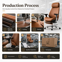 Silla de Oficina Reclinable de Cuero con Respaldo Alto y Reposapiés Retráctil, Silla Giratoria Ergonómica con Soporte Lumbar para Gerentes y Oficinas en Casa