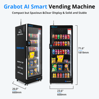 Distributeur automatique intelligent de boissons et de snacks de 17 pieds cubes avec surveillance à distance 4G et lecteur de cartes de crédit – Distributeur de boissons intelligent AI Grab & Go
