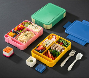 Boîte à bento 6 compartiments 1330 ml en PP5 de qualité alimentaire, étanche, compatible micro-ondes, avec couverts et compartiment à sauce pour enfants et adultes - Product Image 6