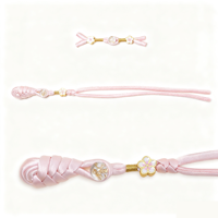 Boutons de grenouille chinois faits à la main, écologiques, en forme de fleur, perles plaquées, fermetures à nœuds en tissu à longue queue pour Hanfu Qipao