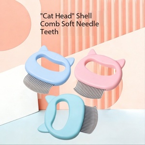 Pawmino Cat Face Shell Comb Soft Bristles For <b>Pet</b> Grooming - Product Image 3