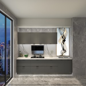 Cuisine moderne modulaire haut de gamme écologique, ensemble complet avec portes en verre <span class=keywords><strong>et</strong></span> comptoirs en quartz pour salle à manger de villa - Product Image 3