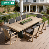 Ensemble de table et chaises de salle à manger d'extérieur moderne, imperméable, durable, en teck, meubles de jardin, villa, hôtel, plage