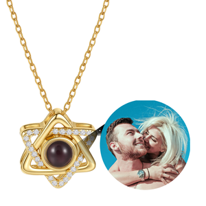 Collana con Proiezione a Stella Esagonale Placcata in Oro Rosa con Zirconi, <span class=keywords><strong>Ciondolo</strong></span> a Cuore Personalizzato con Foto, Regalo Romantico - Product Image 1