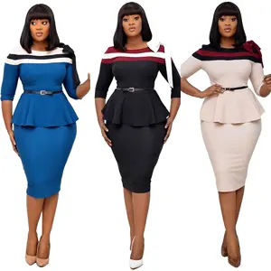 Professione OEM Low MOQ Ladies Slim Fit Dress Blank TV Show Women Midi Dress Suit con Logo