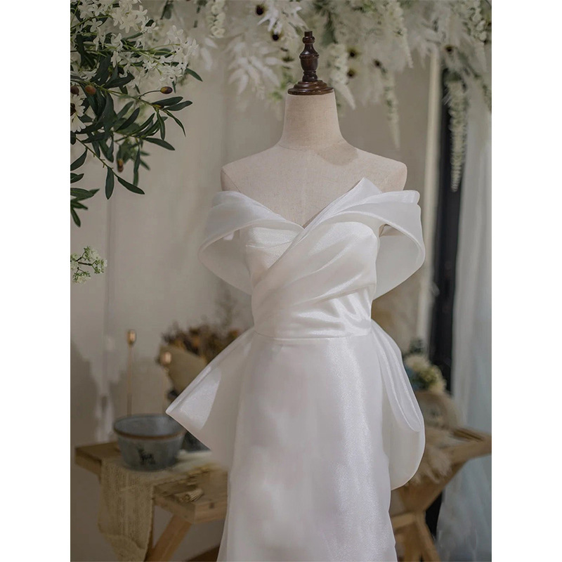 French Wedding Dresses Noble Satin Evening Dress Strapless Mermaid Skirt Wedding Dress Bridal Gown