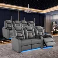 Ensemble de canapés modernes, canapé de cinéma électrique, cadre en bois massif, fauteuil inclinable électrique en cuir véritable, fauteuil de cinéma sectionnel pour home cinéma