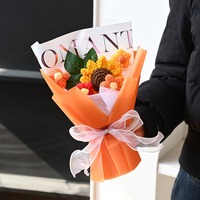 TC Wholesale - Fleurs artificielles en laine faite à la main, roses, tournesols, marguerites, cadeau de la Saint-Valentin pour filles, bouquet de fleurs au crochet avec lumière LED