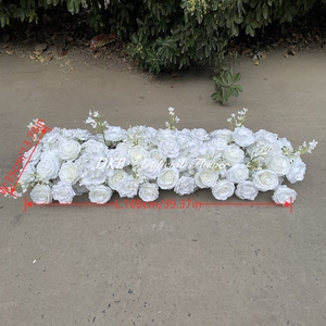High Quality <b>Long</b> Flower <b>Runner</b> Rows Artificial White Rose <b>Runner</b> for Wedding <b>Table</b> Centerpiece Decor - Product Image 2