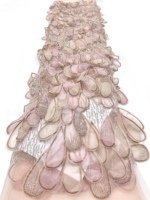 Tissu en dentelle à paillettes 3D avec motif floral 100% polyester Luxe élégant pour robes de mariée