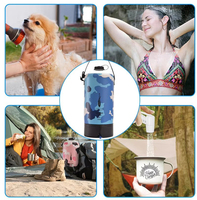 Douche de camping portable 20L, sac de stockage d'eau extérieur, filtre de douche, réservoir de chauffe-eau, produits de toilette avec tuyau