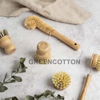Brosse à vaisselle en bambou avec logo personnalisé, lot de 5, brosse de nettoyage de cuisine écologique, brosse à récurer en bambou à fibres naturelles pour le lavage de la vaisselle