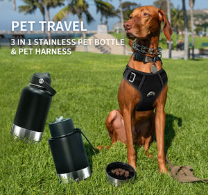 OKKPETS, botella de agua portátil 3 en 1 con logotipo personalizado de 32Oz, alimentador de mascotas, tazón de viaje, botella de perro aislada - Product Image 4
