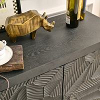 Meuble de rangement INNOVA Home Accent, style farmhouse, panneau en bois sculpté noir unique, antique, 2 portes, meubles de maison, bar à domicile, salle à manger