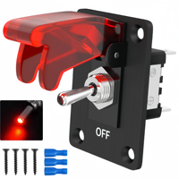 Interrupteur à bascule 12V Marine Heavy Duty on off avec couvercle d'avion étanche bateau interrupteur à bascule éclairé à 3 broches pour voiture de course RV