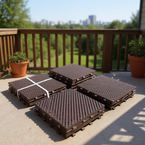 Baldosas de terraza entrelazadas de composite marrón oscuro de 12x12 para suelos exteriores de balcones - Product Image 2