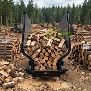 Remorque hydraulique DIBO CE pour l'exploitation forestière et agricole, 14 tonnes, pour le transport de bois, avec côtés à lattes et grue forestière - Product Image 2