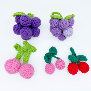 พวงกุญแจรูปทรงสตรอว์เบอร์รี ลูกพลับ ถั่วลิสง แอปเปิ้ล ส้ม ดอกทานตะวัน แบบถักทอสำเร็จรูป - Product Image 3