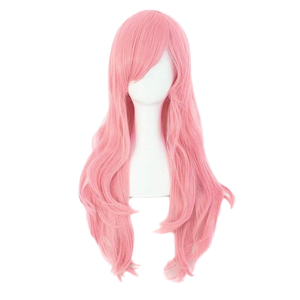 Peluca de Cosplay MapofBeauty de 70 cm (28 pulgadas) con Puntas Rizadas, Encaje Transparente, Fibra de Alta Temperatura, Ondas de Agua, Gorra Ajustable (Rosa) - Product Image 1