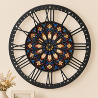 Horloge murale en fer forgé rétro 25 cm, motif arbre, en stock pour entrée, décoration murale d'ambiance