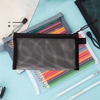 Grande trousse à crayons en nylon avec fermeture éclair transparente en maille, idéale pour les élèves, parfait pour un cadeau