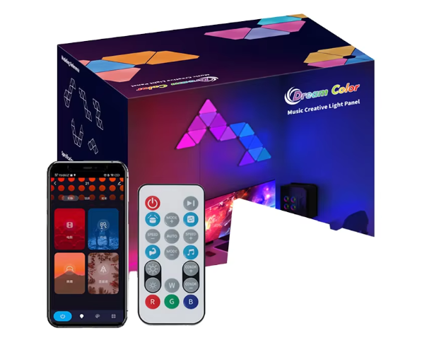 Modern DIY Hexagon LED Wall Panel RGB Night Lighting for Gaming Remote Control Via App Smart Home Touch Sensitive Design
