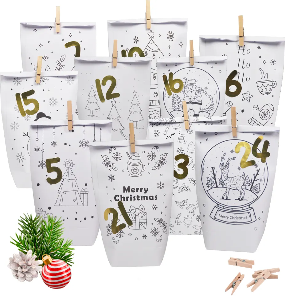 2023 New Style Weihnachts geschenkt üte Set Custom Design Advents kalender Box