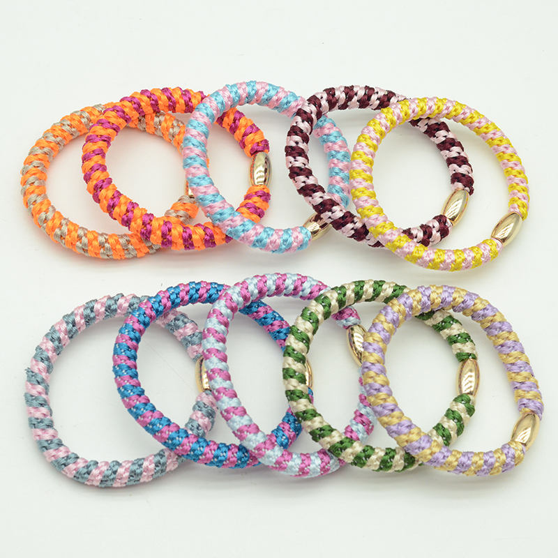 8mm Golden Beads Elastic Hair Bands Thick Hair Tie Plait Scrunchies for Girls and Women Braided Ponytail Rope Accessories