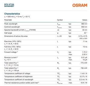 OSRAMs SFH 4713A Oslon Black High Power IR LED 850-860nm 80 องศาตัวส่งสัญญาณอินฟราเรดสำหรับกล้องวงจรปิดรักษาความปลอดภัย - Product Image 5