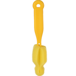 Cepillo para tetinas amarillo con mango largo de 14 cm y cabezal de esponja para limpieza de biberones - Product Image 2