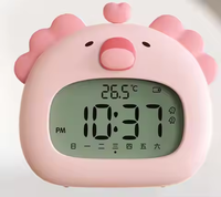 Jam Alarm LED Axolotl Kartun Modern terlaris lampu bangun dengan bahan silikon kontrol sentuhan emisi putih hangat