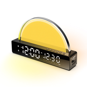 Horloge numérique de décoration intérieure, son de la nature, <span class=keywords><strong>radio</strong></span> FM, réveil avec date et température, bruit blanc, horloge de bureau, lumière de réveil au lever du soleil - Product Image 4
