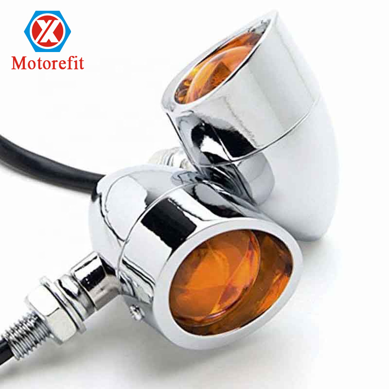 RTS 2 шт. сверхмощные мотоциклетные пули, хромированные поворотники, поворотники, желтые Световые индикаторы, лампа (хром)