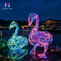 Sculpture lumineuse en forme de cygne 3D à changement de couleur NUOWEI GLOW pour décorations de Noël et de parcs à thème en extérieur