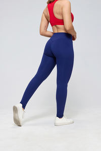 Leggings de sport pour femmes à taille haute personnalisés, leggings de sport en nylon et élasthanne pour femmes, leggings de sport pour la salle de sport, logo imprimé en silicone pour femmes - Product Image 5
